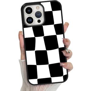 KANGHAR for iPhone 14 Pro Max Case Checkered Anti-Skid Aesthetic Cute Pattern Magnetic [Compatible wth Magsafe] + Screen Protector Slim Shockproof Full Body Protection for Girls Women