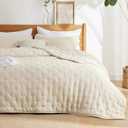 Bedsure Quilt Bedding Set Beige King Size Bedspread Coverlet - Lightweight Soft for All Seasons, Cross Stitch Bedding Set, 3 Pieces, 1 Quilt (104"x90") & 2 Pillow Shams (20"x36")