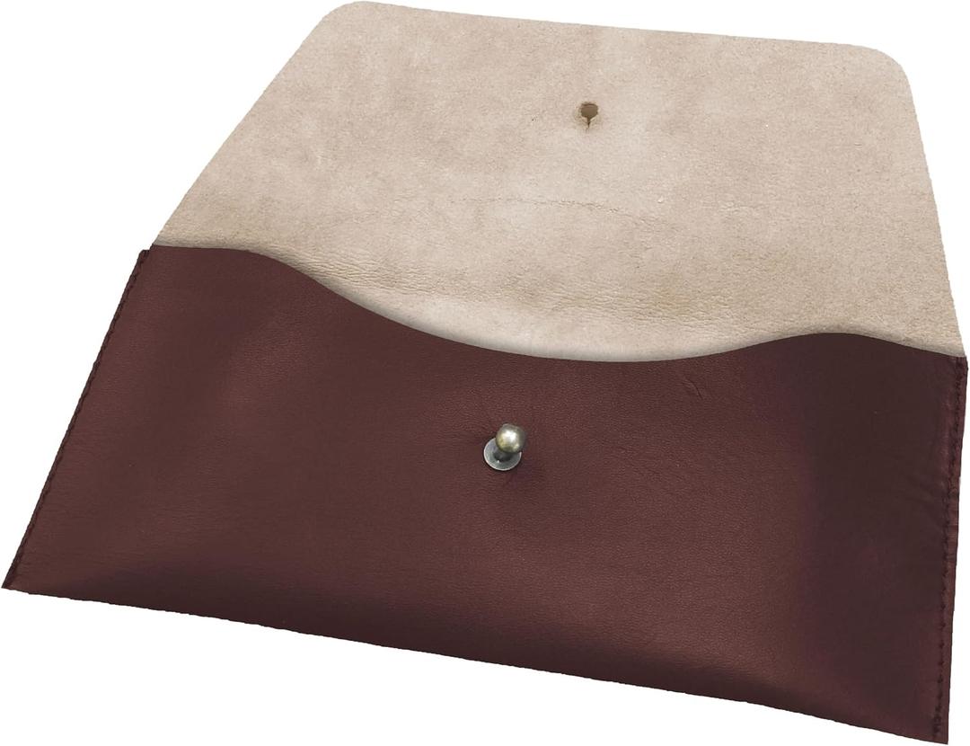 Succor Genuine Leather Utility Pouch - Leather Cash Envelope Wallet & Money Holder, Reusable Budget Organizer & Retro Clutch for Men & Women - 7.5x3.5 inch, Maroon
