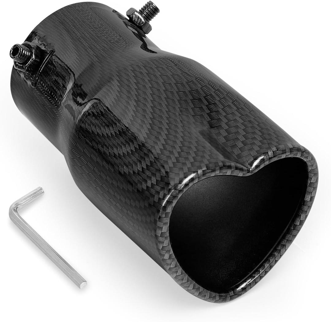 Heart Exhaust Tip 2.5" Inlet, Adjustable Stainless Steel Exhaust Pipe, Modified Exhaust Tail Pipe Universal for Most Car(Carbon Fiber Printing)
