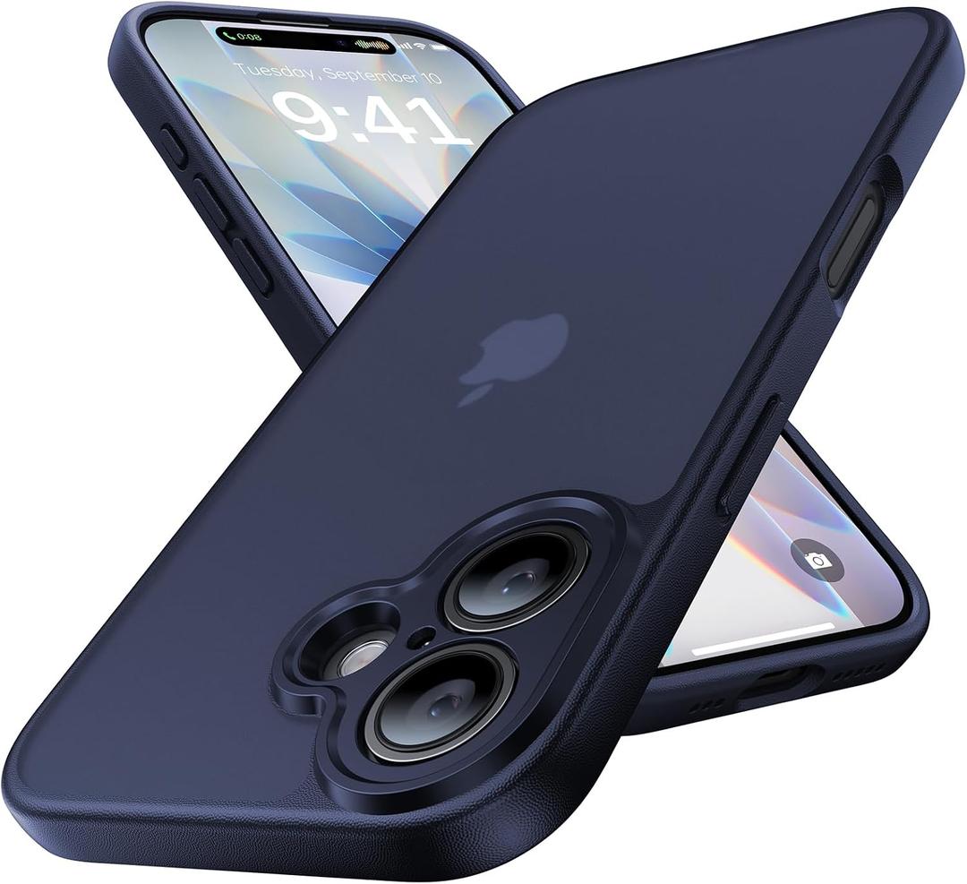 for iPhone 17 Case, [Ribbed Non-Slip Sides] [Military-Grade Drop Protection] [Full Camera Protection] Anti-Yellow Soft-Touch Shockproof Slim Phone Case for iPhone 17, TitaniumBlue
