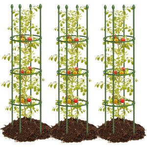 joyhalo 3 Pack Tomato Cages for Garden, Up to 59 Inch Heavy-Duty Tomato Trellis, Height Adjustable Garden Trellis for Climbing Plants Outdoor Vegetables Flowers Cucumber Peony (Light Green)