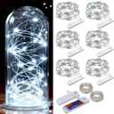 ZNYCYE 50 LED Fairy Lights with Timer, 6 Pack 8.2Ft 8 Modes Battery Operated Fairy Lights, Mini Led String Lights for DIY Wedding Bedroom Mason Jar Vases Table Party Christmas Decoration (Cool White)