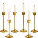 6 Pcs Gold Candlestick Holders Set, Heavy Duty Metal Taper Candle Holders for Table Centerpiece, Wedding Decor, Fireplace Mantel, Modern Vintage Candle Stick Holders for Home Dining Party