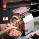 VEVOR Commercial Electric Meat Grinder, 5 lbs/min Capacity, #8 Industrial Meat Mincer with 2 Stainless Steel Blades, 2 Grinding Plates, 600W Heavy-Duty Sausage Maker Stuffer, for Kitchen, Restaurant