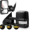 Towing Mirrors for 2014-2018 Chevy Silverado/GMC Sierra Switchback Dynamic Turn Signal/Running Lights Power Heated (Painted Black)