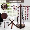 SkillDance Wooden Baseball & Softball Ring and Necklace Holder, Championship Ring Display with Baseball Stand, 3-in-1 Home Plate Baseball Jewelry Organizer, Gift for Baseball Players & Fans