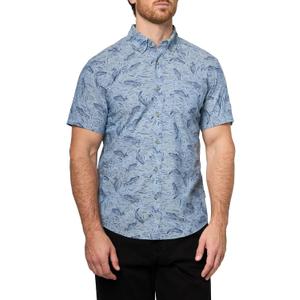 Eddie Bauer Men's Tall Short Sleeve Baja Shirt - Print (Blue, XXL)