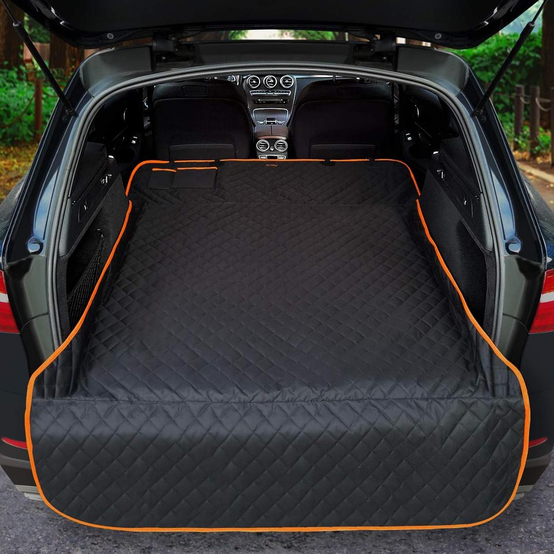 iBuddy Cargo Liner for Dogs Waterproof Pet Cargo Covers for SUV with Bumper Flap Protection Heavy Duty Nonslip Dog Trunk Cargo Protector Washable Dog Seat Cover for Universal and Large Size SUVs
