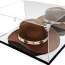 Cowboy Hat Display Case & Protector Box - Dual Mirror - 3mm Clear Premium Acrylic, Dust & UV Proof - Fits Most Hats (16.1" L x 11.8" W x 7.9" H)