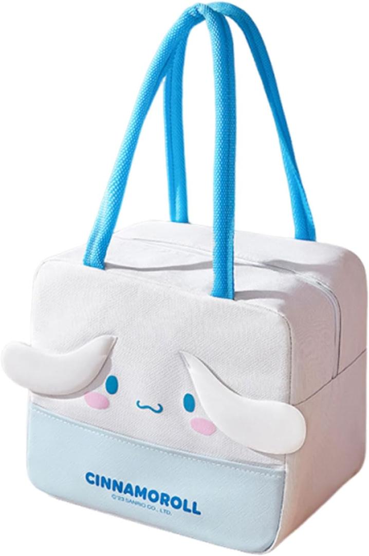 Cute Lunch Bag for Women, Leakproof Cartoon Lunch Box, Reusable Large Capacity Lunch Tote Bag for Work Travel Picnic (Blue-2)