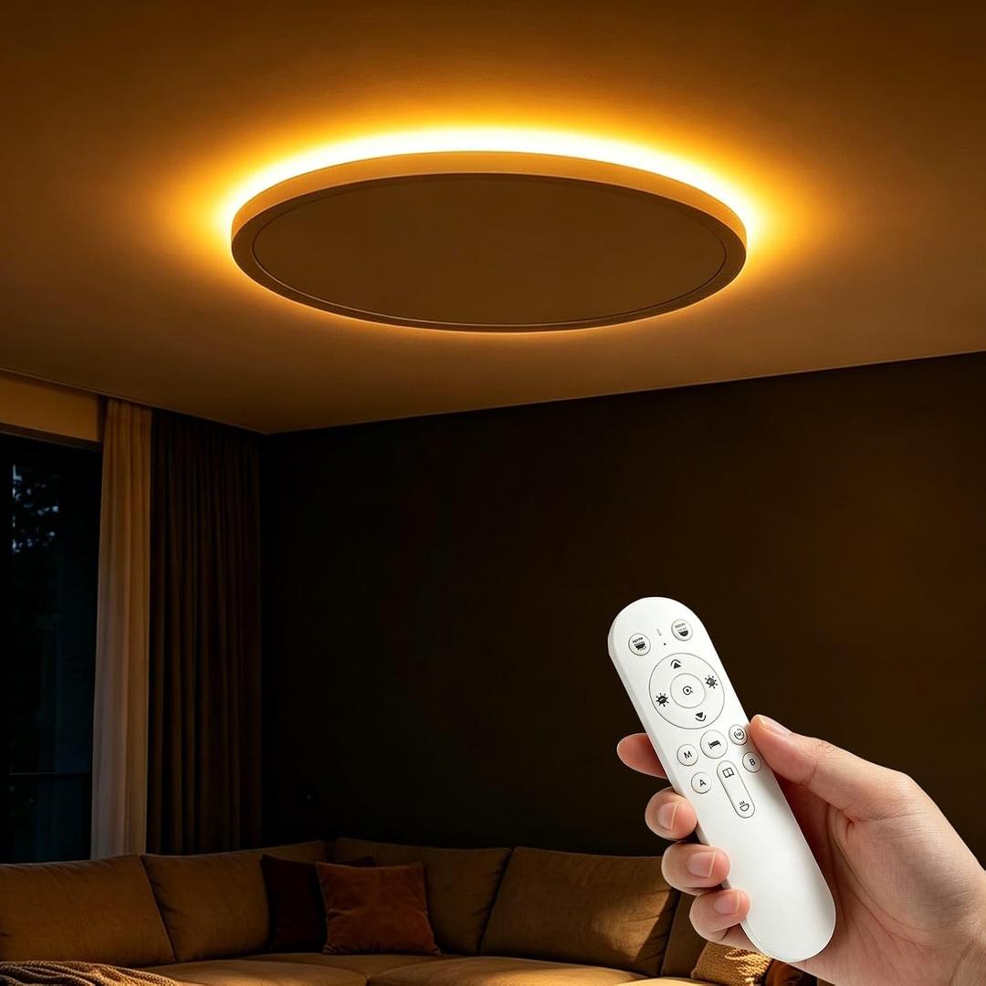 15.7 Inch LED Flush Mount Ceiling Light with Remote, 2700LM Dimmable 2700K-6500K Ceiling Light with 2000K Nightlight and Timer, 32W Modern Ceiling Lamp for Bedroom Kitchen Hallway Dining Room