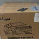 Headlights Assembly for 2007-2014 Chevy Tahoe /07-13 Chevy Suburban Avalanche Replacement Headlights Driver and Passenger Side Pair, Chrome Housing Amber Side