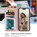 Wallet Case for iPhone 17,[RFID Blocking] 3 Card Holder Stand with Credit Card Slot PU Leather Magnetic Protective Flip Cover for iPhone 17 (Rose Gold)