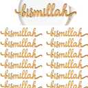 Seeloowy 12 Pcs Ramadan Mubarak Wood Cutout Sign Bismillah Plate Word Sign Rustic Kareem Eid table Wall Decorations for Islamic Muslim Home Tabletop Decor (Ramadan Mubarak)