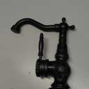 Antique Brass Bathroom Basin Carved Faucet Long Nose Spout Wash Sink Tap 360 Rotation Single Handle Tap Short-Brush Nickel, Short matte Black