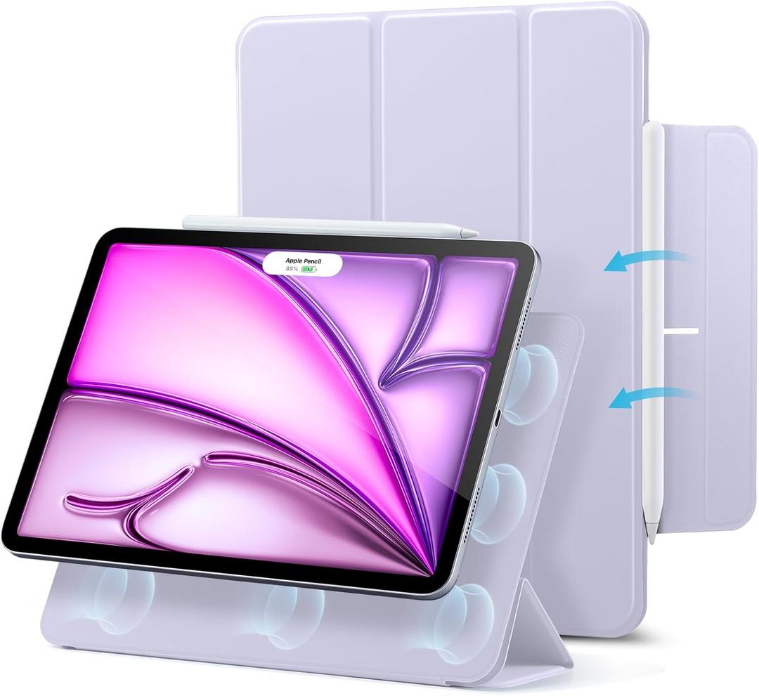 ESR for iPad Air 13 Inch Case M4/M3/M2 (2026/2025/2024), iPad Pro 12.9 Case, Powerful Magnetic Attachment, Slim Trifold Stand Case, Supports Pencil Pro & Pencil (USB-C), Rebound Series, Light Purple