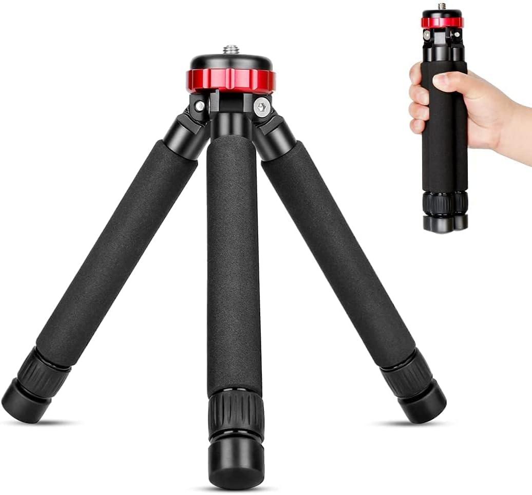 Koolehaoda Mini Tripod Table Stand Desktop Compact Tripod with 1/4" and 3/8" Screw Mount Compatible with DSLR Camera, Monopods, Tripod Head and Gimbal Grip Stabilizer (MT-02)