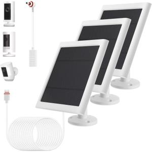 Solar Panel Outdoor for Ring Cameras (White 3P) Spotlight Cam Plus/Pro(Battery) Stick Up Cam/Pro Wireless Outdoor with 10FT/3M Long Cable Dustproof Waterproof