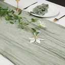 Le courant 3 Pieces 10Ft Cheesecloth Table Runner, Rustic Boho Gauze Cheese Cloth Runner Table Runner for Weddings Bridal Baby Shower Birthday Holiday Parties Home Decor, Sage Green