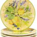 Certified International Lemon Zest Canape Plate Set, 6-inch Diameter, Set of 4, For Everyday Use, Kitchen Accessories, Party Celebration