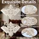 4 Pcs Wood Carved Appliques Onlays DIY Carved Furniture Appliques Corner Center Carving Decal for Desk Cabinet Mirror Dresser Drawer Home Decoration