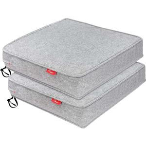 Pcinfuns Outdoor Chair Cushions,18.5 x 16 x 3 Inch Seat Cushions for Patio Furniture, Square Corner Patio Chair Cushion with Adjustable Straps, 2 Pack, Light Linen Gray Pcinfuns Outdoor Chair Cushions,18.5 x 16 x 3 Inch Seat Cushions for Patio Furniture, Square Corner Patio Chair Cushion with Adjustable Straps, 2 Pack, Light Linen Gray