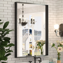 Keonjinn Black Bathroom Mirror 22 x 30 Inch, Brushed Black Framed Mirror for Over Sink, Rectangle Wall Vanity Mirror with Square Corner, Alumium Frame