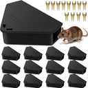 12 Pack Mice Bait Stations with Keys, Mouse Stations, WeatherResistant Mouse Station Box for Indoor Outdoor Keep Rat Mice Away Pets Safe, Dual Entry Tunnel, Black