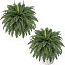 Fake Ferns, 42IN Large Fake Bush Plants, 2 Artificial Ferns with 65 Fronds for Outdoor Hanging Planter Home Decor, Realistic Maintenance-Free Greenery