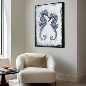 VAYIMDH Ocean Beach Room Decor Coastal Wall Art, Seahorse Wall Art Decor,Sea Life Pictures Artwork Arts for Living Room Dining Room,Vertical Picture 24"x36"