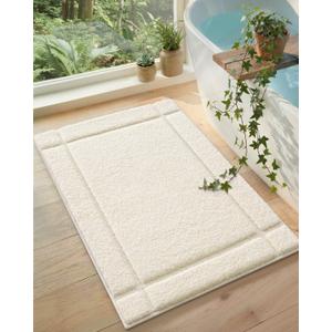 Color&Geometry Ultra Soft Bathroom Rug Non Slip with Rubber Backing, Absorbent Washable Bath Mat, Quick Dry, Premium Microfiber Plush Mat for Bathtub and Shower Floor,Beige,20"x32"