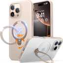 TORRAS 360 Spin Magnetic Stand for iPhone 16 Pro Max Case, Fit for MagSafe, Military Grade Protective Ostand Case for 16 Pro Max Phone Case with Stand Rotatable, Desert Pink 6.9 inch (Rose Gold)