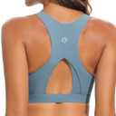 RUNNING GIRL High Impact Sports Bras for Women,Racerback Running Bra Workout Crop Tank Tops Longline Sports Bra Push up (Medium, Z-blue)