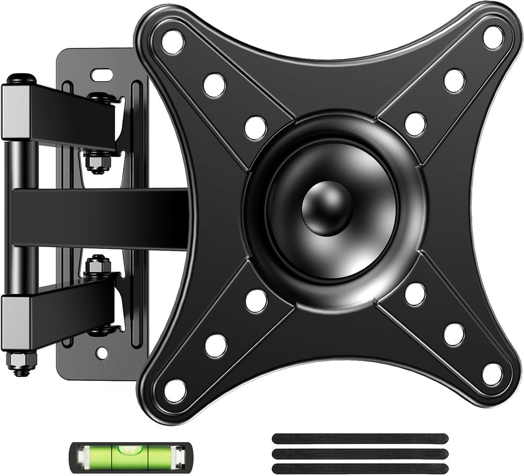 Full Motion TV Monitor Wall Mount Bracket for Most 13-32 Inch LED LCD Flat Curved Screen, 360 Rotation Swivel Tilt ExtensionAdjustable Articulating Arms, Max VESA 100x100mm up to 33lbs