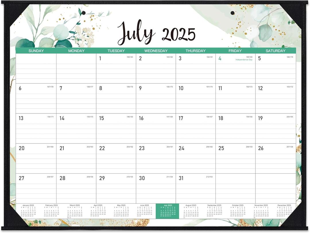 2025-2026 Desk Calendar - Desk Calendar Large 22'' x 17'', from July 2025 to December 2026, 18 Monthly Desk/Wall Calendar, Desk Calendars 2025-2026 Large Space for Writing with Protect Corner (Green)