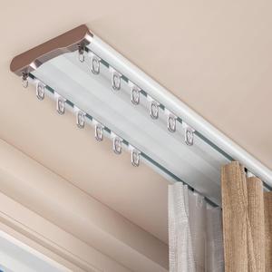 Double Curtain Track Ceiling Mount, Silent Aluminum Track Curtain Rail, Heavy-Duty Double Row Ceiling Curtain Tracks Rod Sliding Rails for Curtains, Room Divider for Living Room Bedroom (6FT)