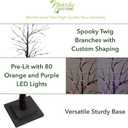 Nearly Natural 3ft Pre-Lit Black Twig Halloween Tree with 80 LED Lights