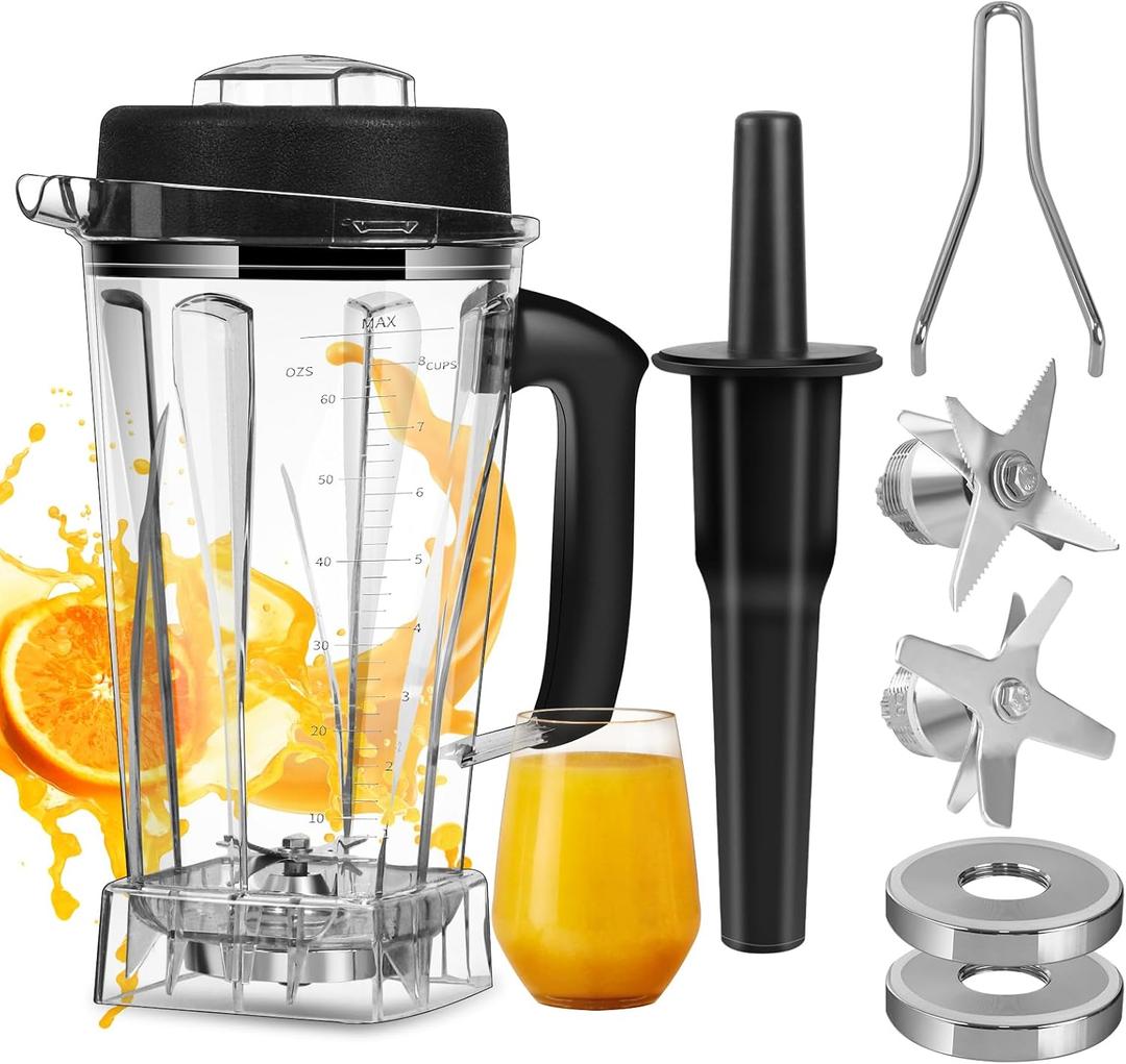 64 OZ Container for Vitamix Blender Pitcher, Replace Classic C-Series 5200 6300 5000 5500 4200 4500 750 Blender Cup,for vitamix Blender Container Jar Cup with Blender Blade Assembly and Tamper