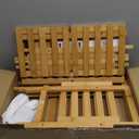 GURECOD 14.6"/ 18.5" 2 Tiers Bamboo Plant Stand Shelf, Desk Flower Pot Holder, Adjustable Desktop Shelf Display Organizer Ladder Rack for Office Decorate Storage Rack, Kitchen Rack (14.6" Length)