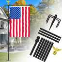 10FT Garden Flag Pole Stand for 3x5 Feet & 28x40 Inch Flags  Heavy Duty Freestanding Flagpole with 5-Prong Base  Adjustable, Lightweight Aluminum Flag Holder for Yard, Outdoor, Lawn  Black