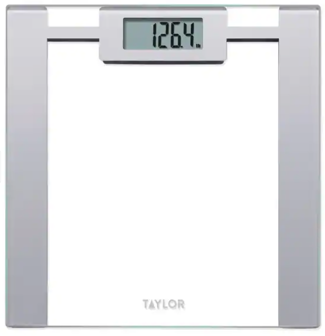 Taylor Digital Bathroom Scale, Glass with Silver Metallic Accents