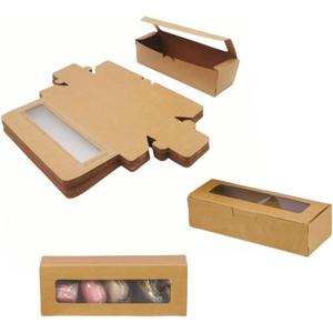 40 Pieces Small Pastry Boxes with Window,Small Bread Box,Packaging for Baked Goods,Muffin,Cookies,Candy,Chocolate,Macaron,Takeout Boxes (Brown, 7x2")