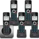 AT&T GL2101-5 DECT 6.0 5-Handset Cordless Home Phone with Call Block, Caller ID, Full-Duplex Handset Speakerphone, 2" White Backlit Display, Lighted Keypad (Graphite & Black)