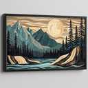 Cabin Mountian Large Wall Art for Living Room Framed Tree Canvas Oversize Print Rustic Adventure Pictures Big Painting Artwork Office Home Decor for Bedroom Dining 36"x24"