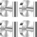 Suction Cup Hooks for Shower, 4 Pack Towel Hooks for Bathroom, Stainless Steel Wall Hanger, No-Drill Shower Hooks Robe Hook for Kitchen, Glass, Mirror, Tile to Hang Towels, Robes, Loofah(Silver)