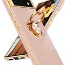 LeYi for Google Pixel 6 Case: 360 Rotatable Ring Holder Magnetic Kickstand, Plating Rose Gold Edge Protective for Google Pixel 6 Case, Pink