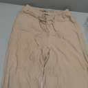 Faleave Women's Cotton Linen Summer Palazzo Pants Flowy Wide Leg Beach Trousers with Pockets, S