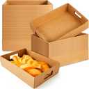 LemonRoad 50 Pack Kraft Cardboard Food Trays Sturdy Disposable Cookie Serving Platters for Parties Paperboard Crate, Dessert Display Tray, Gift Giving, Christmas, Weddings(Brown,13" X 9" X 3")