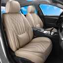 Car Seat Covers Full Set, Nappa Leather Seat Covers for Cars, Beige Car Seat Protector Waterproof, Car Seat Covers Front Seats and Back Fit for Most Cars SUVs Trucks